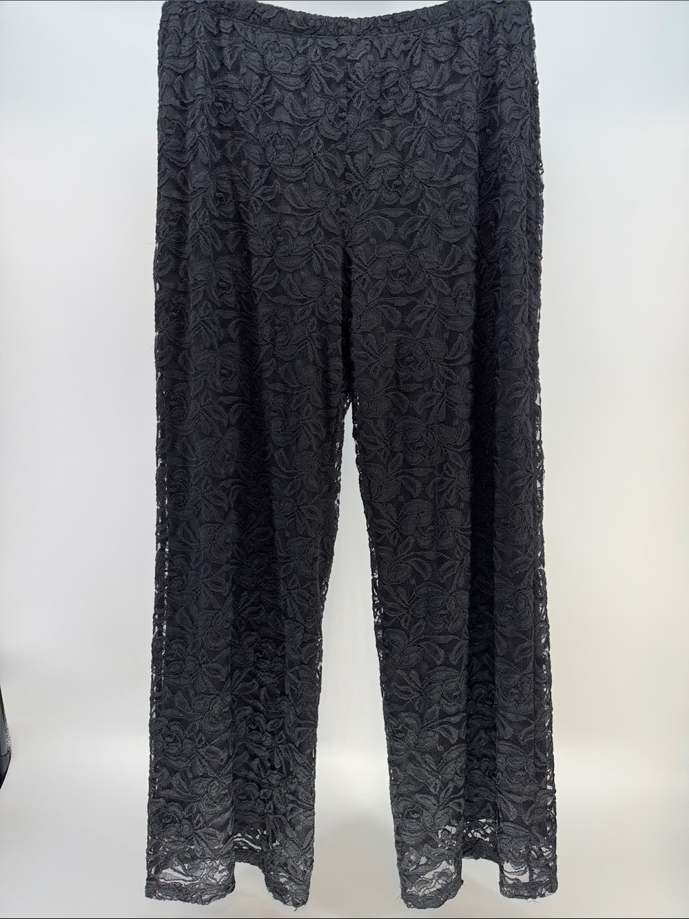 Antthony Black Floral Lace Wide-Leg Pants